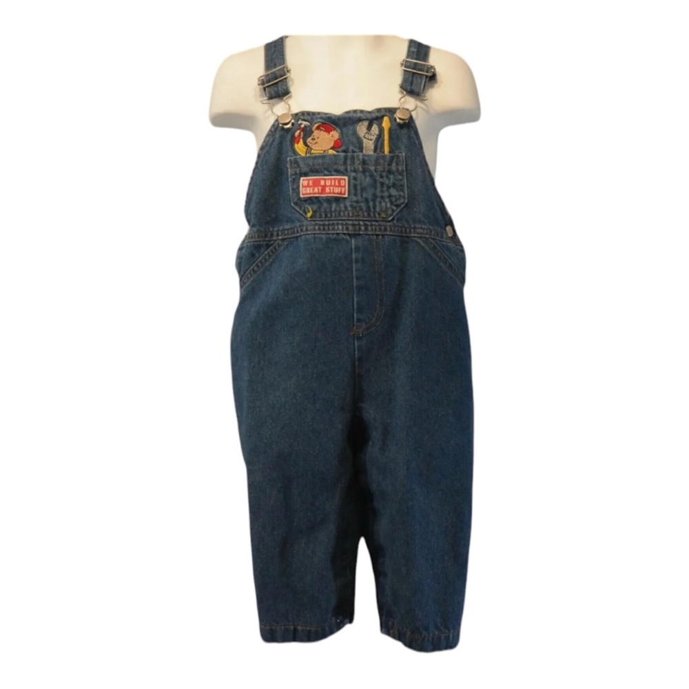 COPY - Baby Blue Jeans  Overalls Size 18 Months (We Build Great Stuff Bear/ Too…